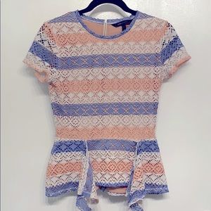 BCBG Eyelet peplum top